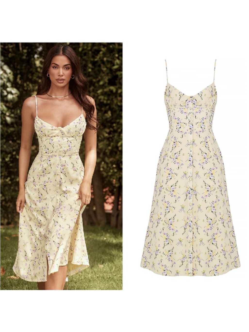 House Of Cb Annabel Lemon Floral Midi Dress
